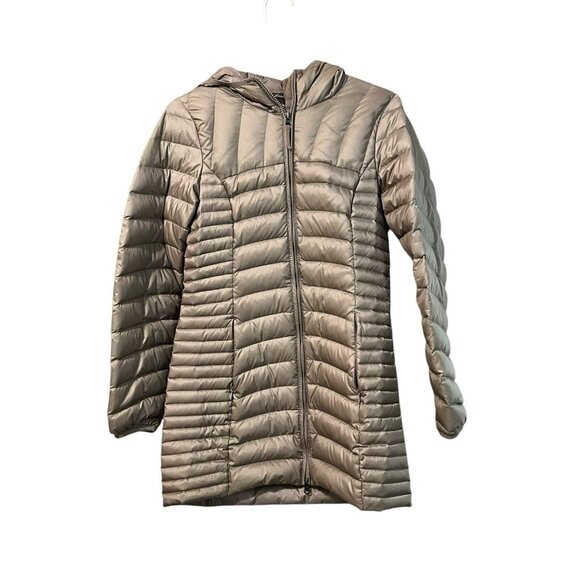 Eddie Bauer‎ Champagne 80% Down Puffer Coat Sz Small Preppy Modern Designer NICE - Picture 1 of 16